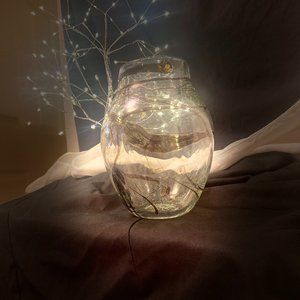 Vintage green tinted/ brown swirled vase